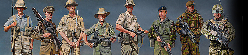 Painting of Princess of Wales's Royal Regiment (The Tigers) soldiers through 100 years