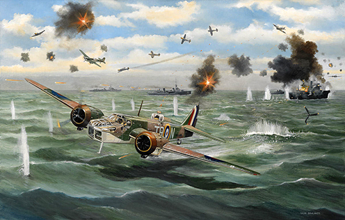 Blenheim bombers attack enemy vessel, just east of Le Touquet
