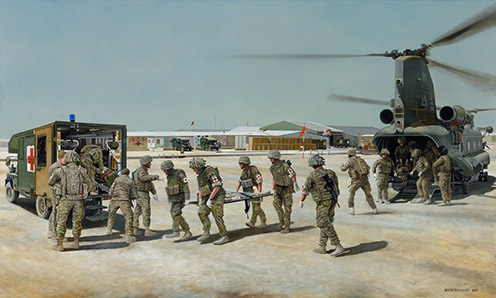 Casualties arriving at the 'Role 3 Hospital', Camp Bastion