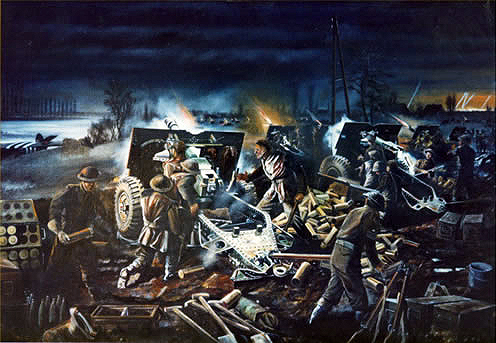 25-pounder guns in action at the Rhine Crossing, 23rd March 1945