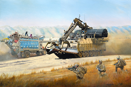 A Trojan Armoured Vehicle Royal Engineers (AVRE) in Afghanistan