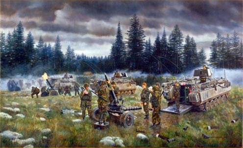 Heavy mortars of the Dutch Marines in action, Mount Igman, Bosnia, August 1995.