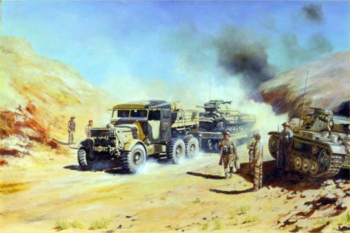 REME Scammell Tractor Towing a Valentine Tank