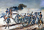5 inch howitzer of the Royal Artillery coming into action in Holland, 1794